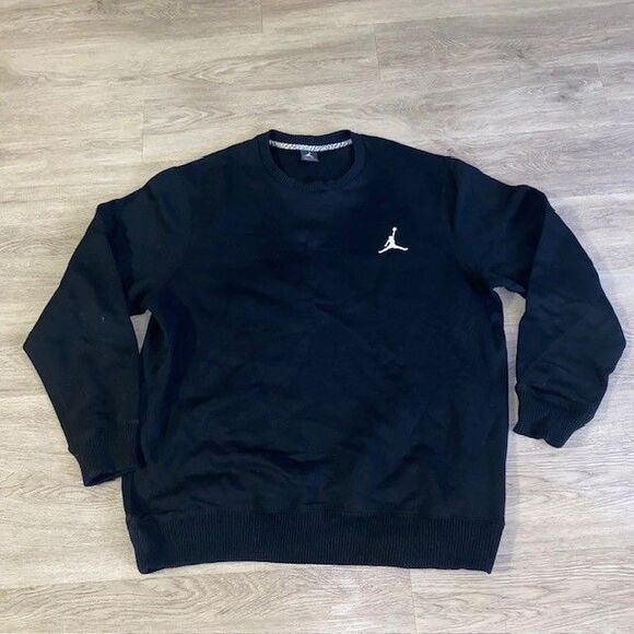 Jordan Crewneck Pullover Sweater Embroidered Jumpman Logo Black Mens XXL - Picture 1 of 4